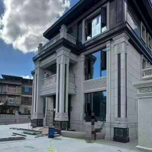 齐齐哈尔 别墅干挂，芝麻白与芝麻黑完美配合